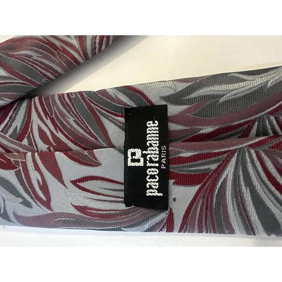 Vintage Paco Rabanne classic grey/multicolored leaf pattern necktie - Picture 2 of 3